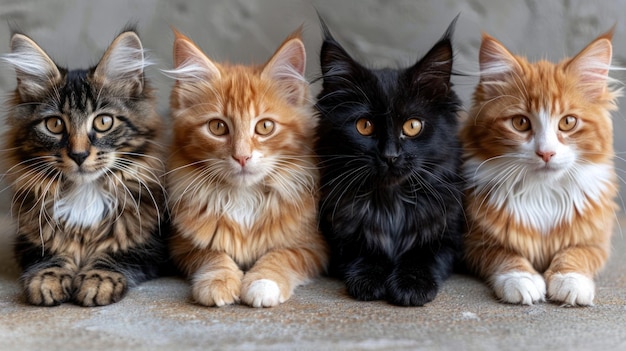 Photo group of cats sitting together