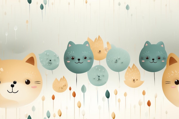 Photo a group of cats with rain drops on them