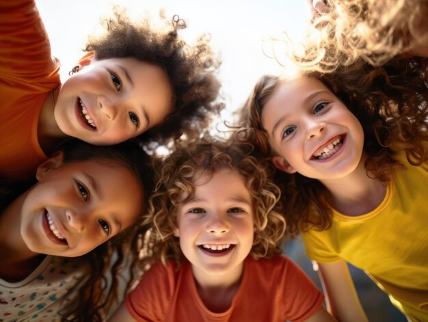 A group of cheerful cheerful happy children outdoors