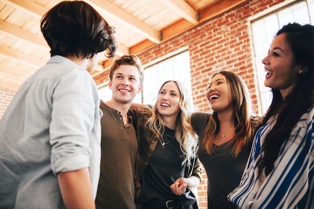 Group of cheerful diverse people