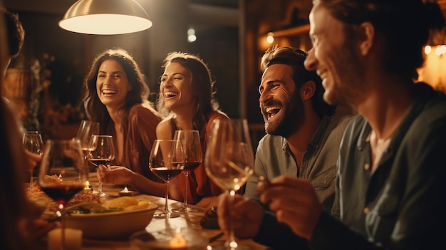 A group of cheerful pleased adults during a celebration Generative Ai