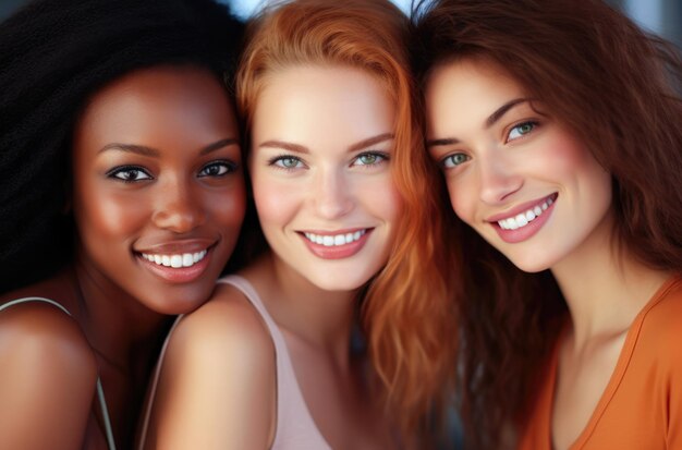 Group of cheerful young women together