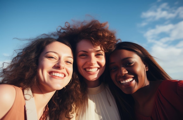 Group of cheerful young women together