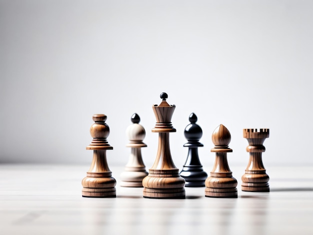 A group of chess pieces on a table