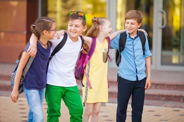 A group of children goes to college.