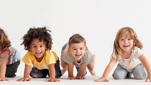 Gruppo di bambini felicità libertà infantile movimento e persone concetto di attività