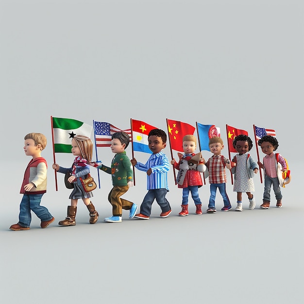 a group of children holding flags that say  little kids