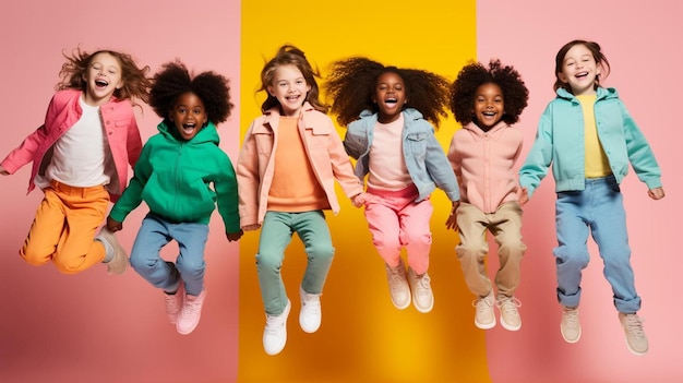 a group of children jumping in the air