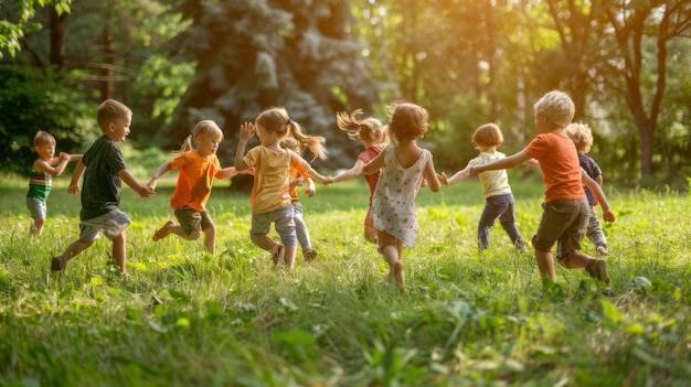 Foto un gruppo di bambini che giocano in un parco