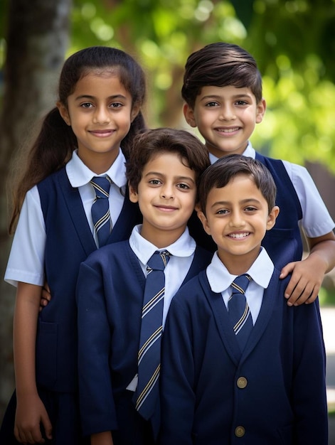 a group of children pose for a photo.