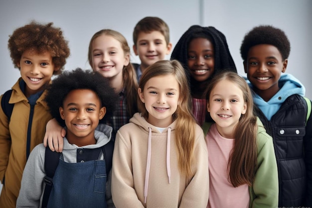 a group of children pose for a photo.