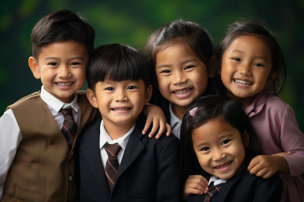 a group of children posing for a photo.