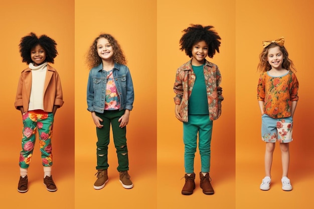 Foto un gruppo di bambini in piedi l'uno accanto all'altro