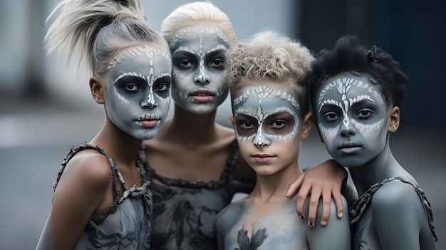 a group of children with face paint and face paint.