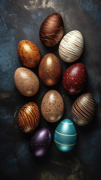 A group of chocolate easter eggs