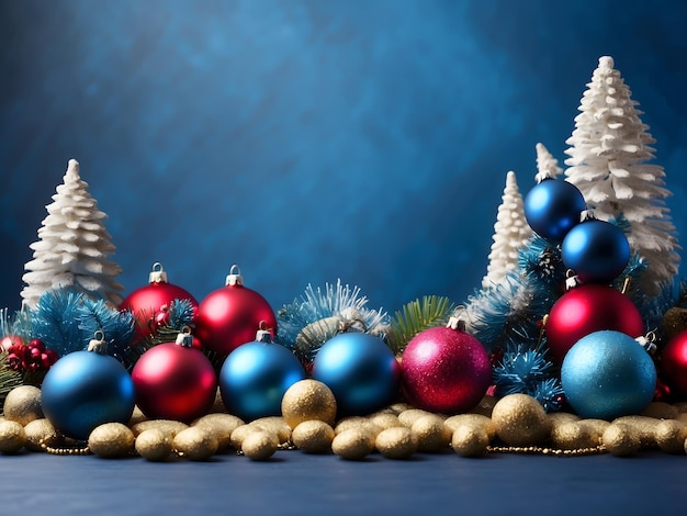 группа рождественских украшений, сидящих на вершине стола 3D-рендер