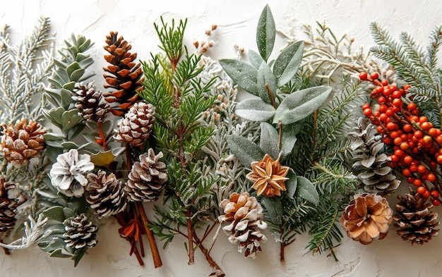 Group of Christmas Wreaths Adorned With Pine Cones and Berries