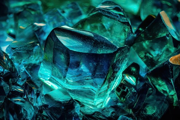 Group of clear ice cubes in a glass