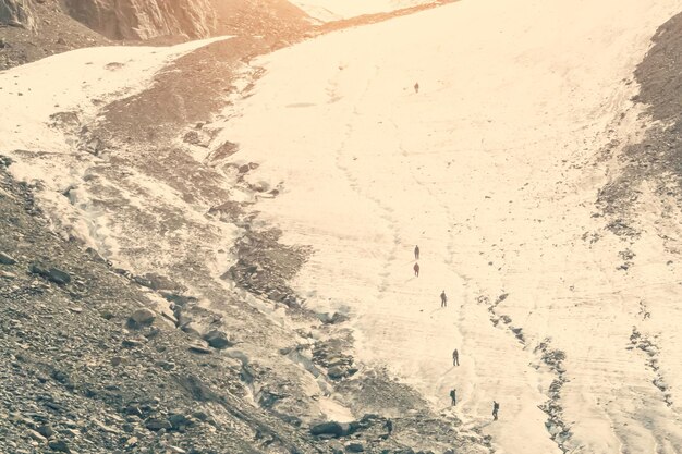 Group of climbers on the mountain Toned