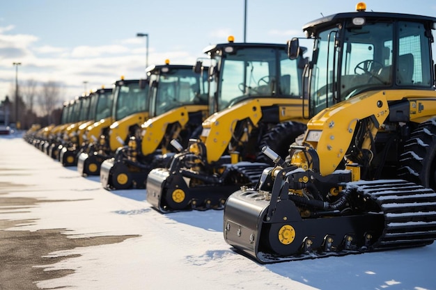 Photo group of cold planers lined up in a row ready for operation