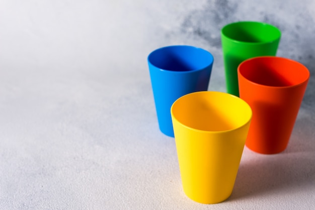 group color plastic cups