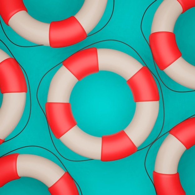 Photo group of colored buoys on a blue background