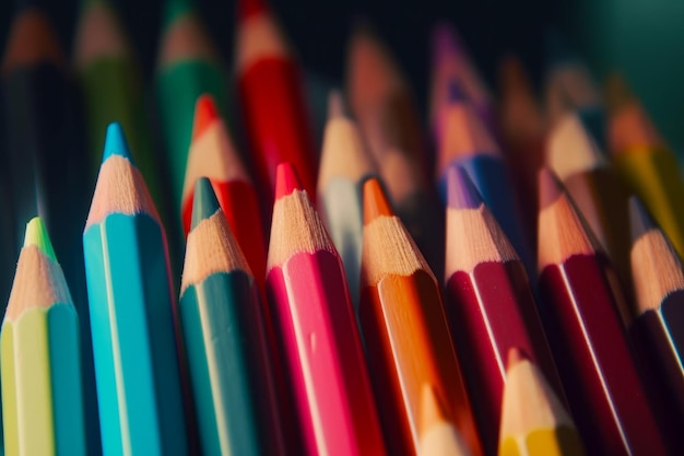 Group of colored pencils sitting next to each other on table Generative AI