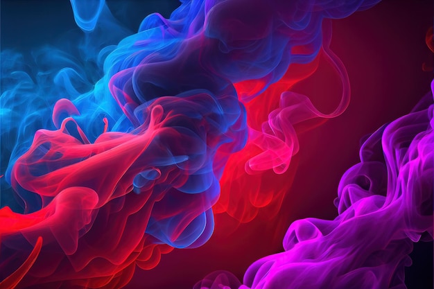 A group of colored smokes on a black background generative AI