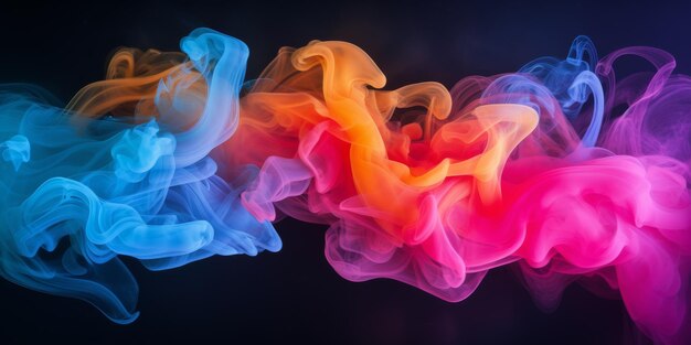 Group of Colored Smokes on Black Background