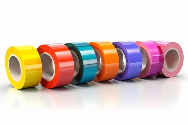 Premium AI Image  a group of colored tape rolls on a white surface