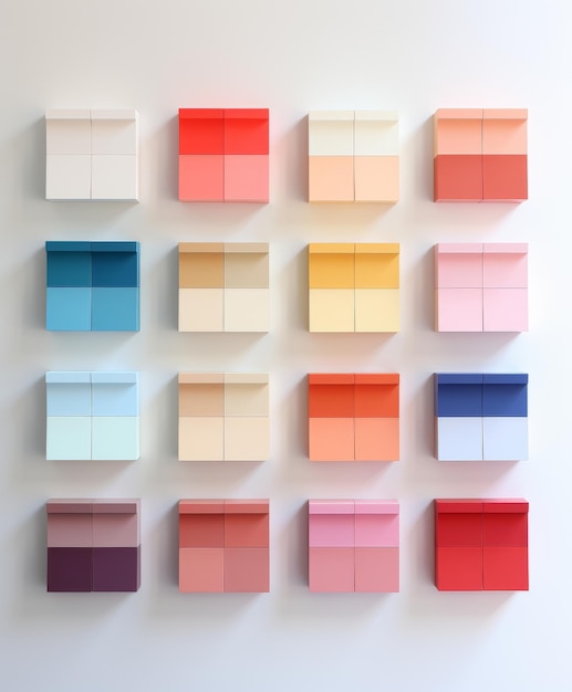 Group of Colorful Boxes on Wall