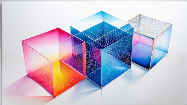 Group of Colorful Cubes on White Surface