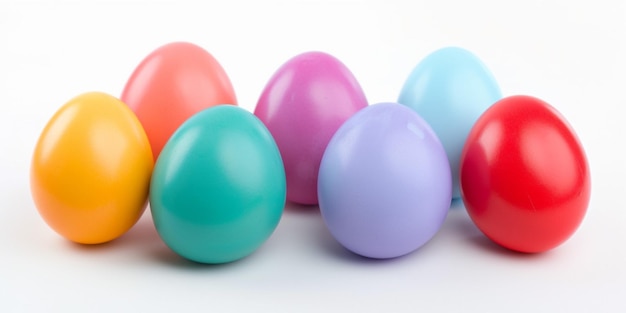 A group of colorful easter eggs on a white background