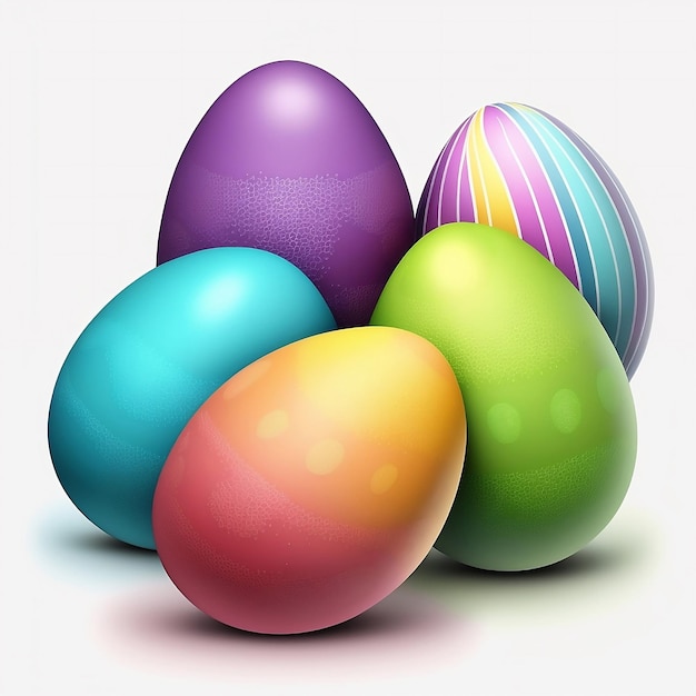 группа разноцветных пасхальных яиц
