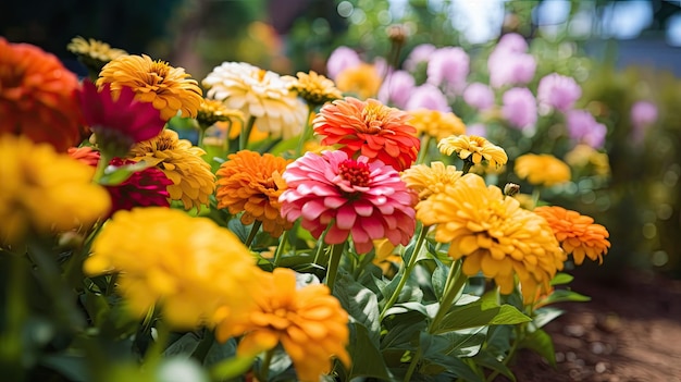 A group of colorful flowers