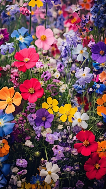 a group of colorful flowers