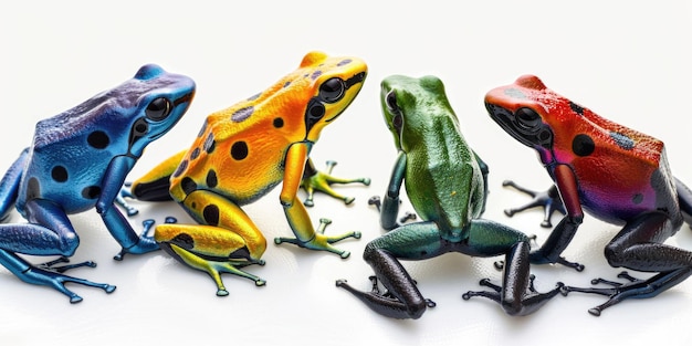 Photo group of colorful frogs sitting together suitable for nature and wildlife themes