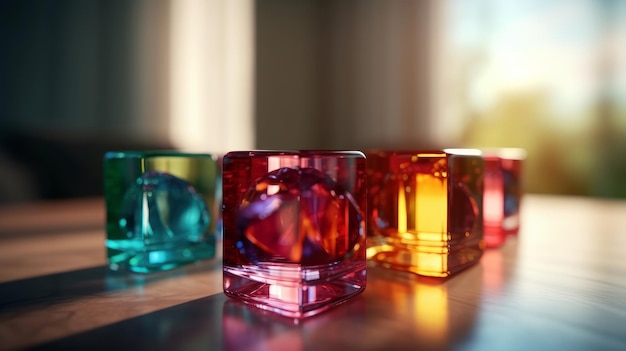 A group of colorful glass cubes sitting next to each other Generative ai