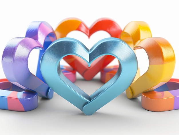 A group of colorful heart shaped objects