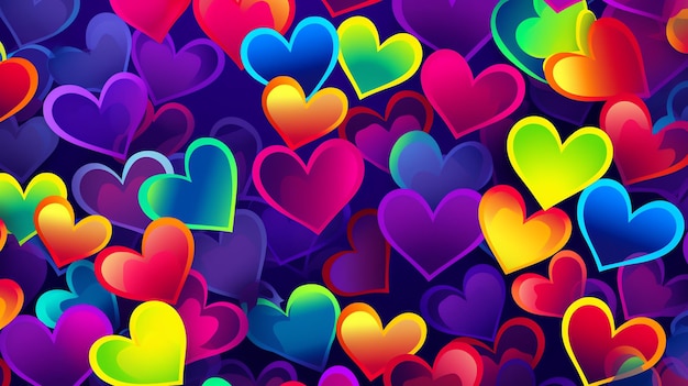 Photo a group of colorful hearts