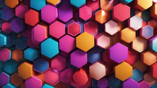 A group of colorful hexagons