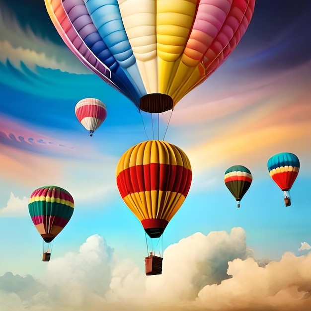 a group of colorful hot air balloons flying in the sky