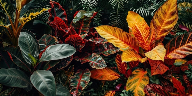 Photo a group of colorful leaves