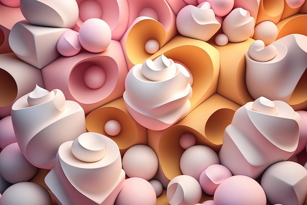 Group of colorful marshmallows Candy abstract generative background