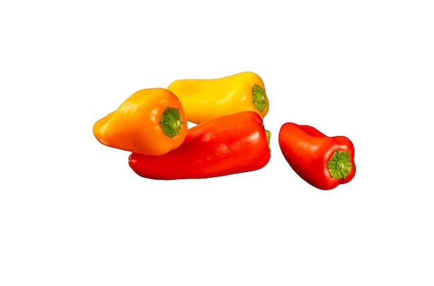 Group of colorful paprika isolate on white background