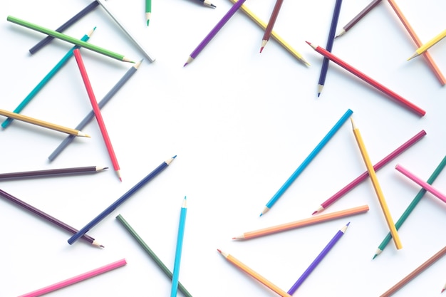 Group of colorful pencil pilled on a table