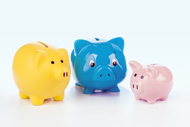 Group of colorful piggy banks