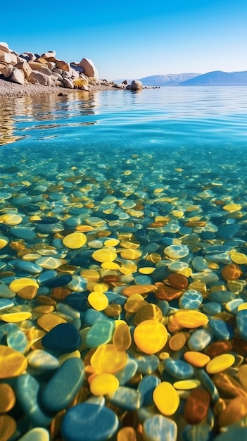 水中のカラフルな岩のグループ