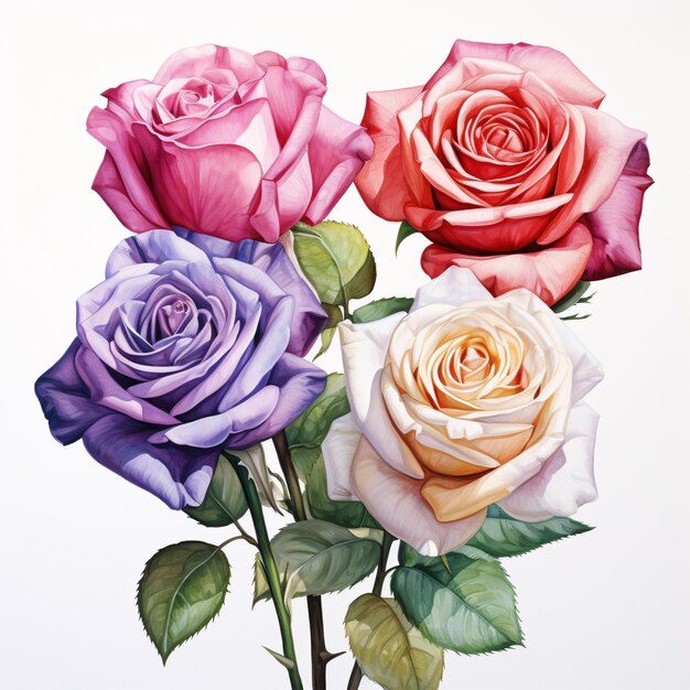 a group of colorful roses