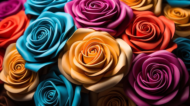 A group of colorful roses